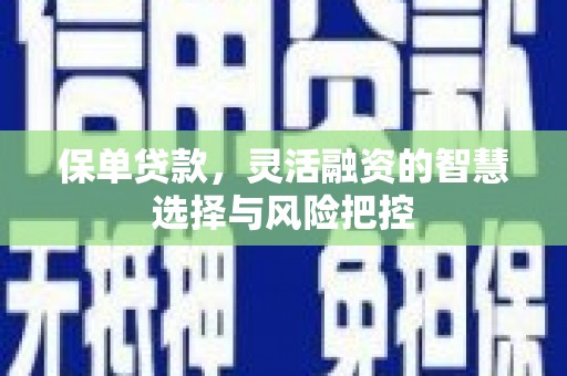 原州保单贷款，灵活融资的智慧选择与风险把控