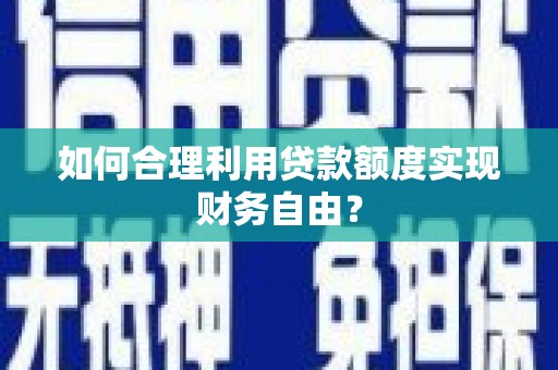原州如何合理利用贷款额度实现财务自由？