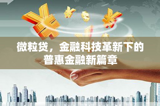 原州微粒贷，金融科技革新下的普惠金融新篇章