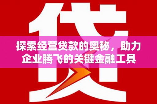 原州探索经营贷款的奥秘，助力企业腾飞的关键金融工具