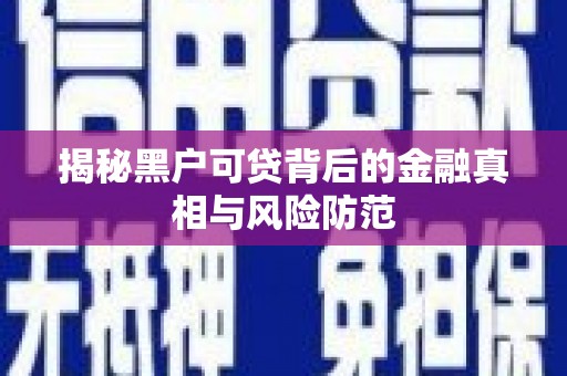 原州揭秘黑户可贷背后的金融真相与风险防范