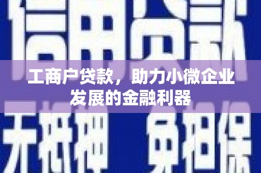 原州工商户贷款，助力小微企业发展的金融利器