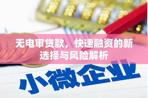 原州无电审贷款，快速融资的新选择与风险解析