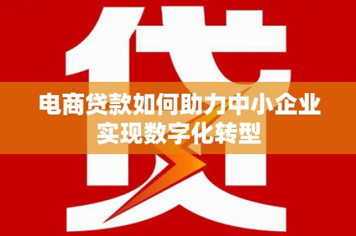 原州电商贷款如何助力中小企业实现数字化转型