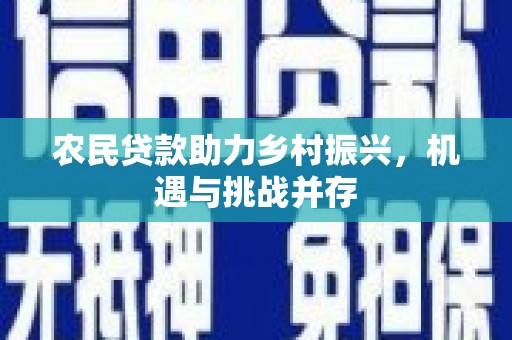 原州农民贷款助力乡村振兴，机遇与挑战并存