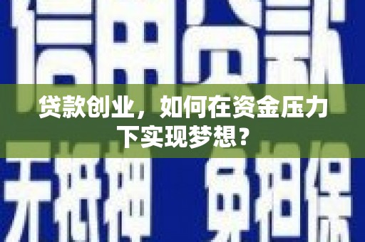原州贷款创业，如何在资金压力下实现梦想？