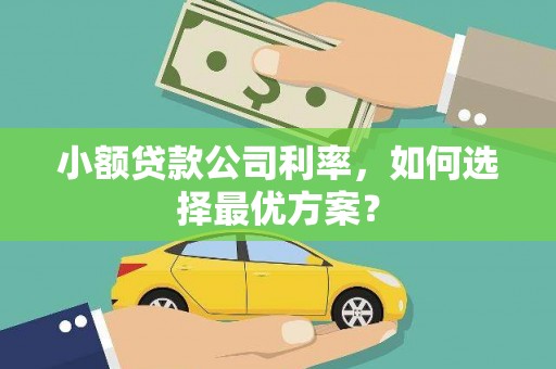 原州小额贷款公司利率，如何选择最优方案？