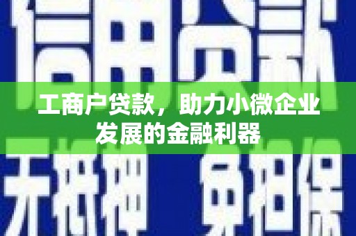 原州工商户贷款，助力小微企业发展的金融利器