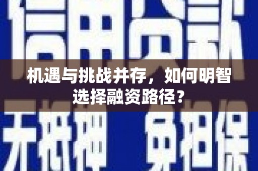 原州机遇与挑战并存，如何明智选择融资路径？